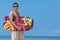 Young man with boogie board