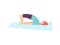 Young Man in Bridge Pose, Guy Practicing Yoga, Physical Workout Training Vector Illustration