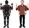 Young man cartoon character in formal shirt, animation ready vector doll with separate joints. Gestures