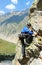 Young man climbing in the Dolomits