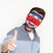 Young man with Costa Rica flag painted on his face