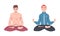 Young Man Cross-legged Sitting in Padmasana or Lotus Position Practicing Mediation Vector Set