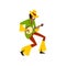 Young man dancing and playing music with banjo at Brazil carnival, male dancer in bright festive costume vector