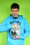 Young man with a discoball