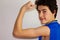 Young man doing fitness at home