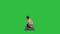Young man doing squat with twist and bend yoga on a Green Screen, Chroma Key.