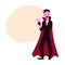 Young man dressed as dracula, vampire, Halloween party costume