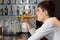 Young man drinking a pint of draught beer