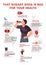 Young man drinking soda and enjoy a cool drink concept. Infographics of editorial drinks on the human body