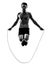 Young man exercising jumping rope silhouette