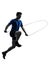 Young man exercising jumping rope silhouette