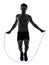 Young man exercising jumping rope silhouette