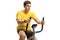 Young man exercising on a stationary bicycle