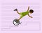Young man falling down from the monowheel.
