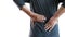young man Feeling suffering Lower back pain Pain relief concep