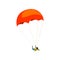 Young man flying with a parachute, parachuting sport and leisure activity concept vector Illustration on a white