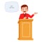 young man give good speech on podium