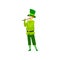 Young Man in Green Irish Costume Playing Flute, Guy Celebrating Saint Patrick Day Vector Illustration