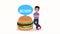 young man with hamburger animation