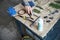 Young man hand making herbarium in workshop