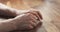 Young man hands waiting nervous at the table