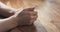 Young man hands waiting nervous at the table