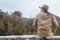 Young man in Hat starting an adventure in the mountain in Montenegro