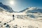 Young man hiking at Athabasca Glacier