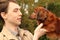 Young man and his adorable dachshund closeup