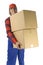 Young man holding boxes