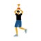 Young Man Holding Cup Over His Head, Happy Positive Guy Celebrating Victory, Successful People Concept Vector