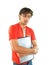 Young man holding notebook