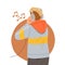 Young Man in Hoody with Headphones Listening to Music Vector Illustration