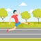 Young Man Jogging or Running in Park, Guy Dressed in Sportswear Taking Part in Sports Competition, Outdoor Morning