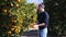 Young man juggling with ripe oranges