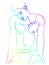 Young man linedrawing with rainbow colors 1/3