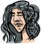young man with long hair caricature drawing illustration