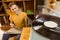 Young man looking at his vinyl collection