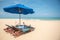 Young man lying on beach bench and take photos