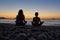 Young man meditating at morning time