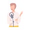 Young Man with Microphone Talking or Singing in Studio Flat Vector Illustration