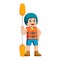 Young man with paddle and a safety vest