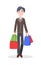 Young Man with Paper Bags Flat Vector Icon