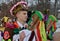 Young man performs Christmas and Malanka songs during ethnic festival in open-air museum,Ukraine