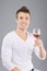Young man pick up a wineglass