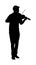 Young man playing violin silhouette. Musician artist amusement public.
