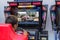 Young man plays a racing video game Burnout 3