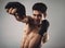 Young man practicing shadow boxing