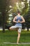 Young man practicing yoga, Reverse Prayer Pose