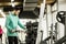 Young man preparing for a workout in the gym